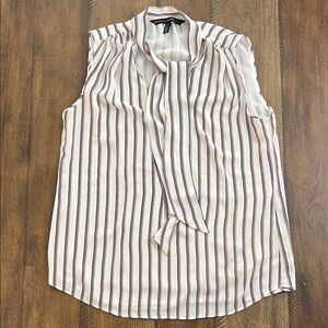 WHBM - Size 0 Shell with tie - tan, black & maroon stripes.